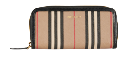Burberry Striped Long Zip-Around Wallet, front view